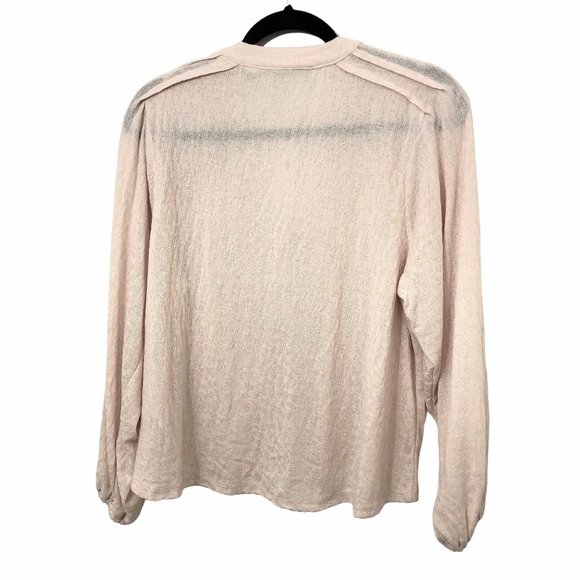 The Muses Lounge Pale Ivory Textured Balloon Long Sleeve Cardigan M - Picture 2 of 10